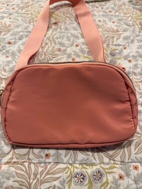 Compact Coral Pink Crossbody/waist Bag with Wide Strap